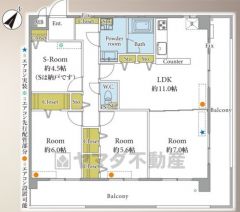 3LDKとS。陽当たり＆眺望＆風通し良好＾＾広々L字型バルコニーあり。リビング2面採光＾＾居室としてもお使いいただけそうな納戸あり。