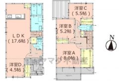 4LDK。主寝室にウォークインクローゼット、玄関にシューズクローク付き＾＾南面バルコニーあり＾＾