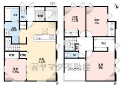 オールフローリング4LDK。南西向きで陽当たり良好＾＾ LDK17.5帖。パントリー付き＾＾南西向きの幅広バルコニーあり＾＾