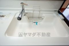 広々とした凸型シンクに洗剤ポケットを標準装備。大きなお鍋など洗いやすいです。