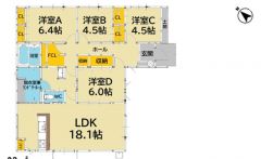 4LDK＾＾LDK18.1帖＾＾ パントリー、ファミリークローク、全居室収納有で収納充実の間取り＾＾ 南向きで陽当たり、風通し良好＾＾