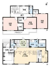 21帖LDK・吹抜けお洒落新築物件。4台駐車＾＾折上天井・LDKは明るく開放感のある空間。畳のマルチスキップスペース.対面キッチン、食器洗乾燥機で家事も楽々＾＾