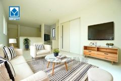 CGによるイメージ画像です。17帖のLDK＾＾家族が集まる開放的なリビング。思い思いの時間を過ごしたり食事をしたり、素敵な団らんの場になりますね。