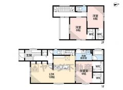  3LDK。LDK18帖。 全居室WIC付きで収納充実＾＾