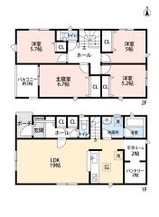 和室含む4LDK。全居室収納スペース付き＾＾ご家族とのコミュニケーションがとりやすいリビング階段＾＾