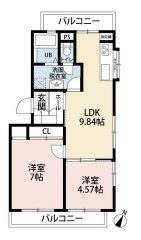 オールフローリング2DK。