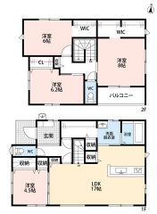 南向き＾＾4LDK。パントリー＆WIC＆FCL完備。全居室収納ありで収納充実の間取り＾＾主寝室は広々8帖。2面バルコニーで陽当たり良好＾＾