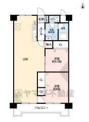 2LDK。全居室収納有。南向きバルコニーで日当たり、風通し良好＾＾オールフローリングでお掃除も快適＾＾