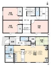 オール電化＾＾3帖の和室含む4LDK。リビングに収納スペースを3ヶ所確保＾＾2階には居室から独立したファミリークローク付き＾＾南面インナーバルコニー。