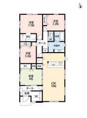 4LDK。生活がワンフロアで完結する平屋建て＾＾南向き。シューズクローク＆ウォークインクローゼットなど収納充実の間取り＾＾