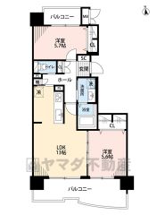 2LDK。日当たり、風通し良好＾＾2面バルコニー付き。