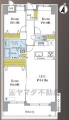 3LDK。各居室収納スペースあり。南東向き陽当たり、風通し良好＾＾