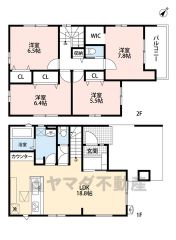 4LDK＾＾広々18.8帖のLDKにはスタディーカウンター付き＾＾全居室収納付き＾＾