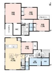 1階はLDKと隣接する洋室を繋げると20帖以上の大空間＾＾ 2階には3洋室、主寝室は約10帖と広々＾＾大容量のWIC付き＾＾