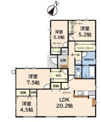 4ＬＤＫとファミリークロークでゆとりのある暮らしが実現。リビングは17.7帖の開放感あふれる空間です。洋室が4部屋あるので、お子様が大きくなっても安心ですね＾＾