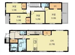 南向き＾＾4LDK。LDK22.7帖。主寝室は広々9.5帖＾＾南面バルコニーで陽当たり良好＾＾