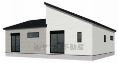 完成予想図、背面。現況と異なる場合は現況優先となります。 統一感と洗練さを両立した配色。温かみのある天然木色の縦長ドアと縦型ハンドルを玄関に採用しています＾＾ 