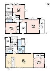 4LDK。南西向き。 広々としたシューズクローク＆パントリー＆2ウォークインクローゼットなど収納充実の間取り。南東バルコニーで陽当たり良好＾＾