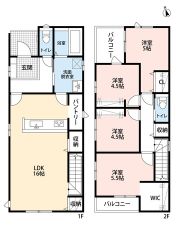 オールフローリング4LDK＾＾LDK16帖＾＾ リビング収納、パントリー、ウォークインクローゼット完備で収納充実。 南面バルコニーで日当たり良好＾＾ 
