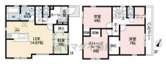 1階はLDKと隣接する和室を合わせると約18帖の空間＾＾ 主寝室にはウォークインクローゼット付き＾＾