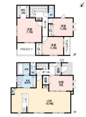 南向きLDK18.9帖、2面バルコニー日当たり・風通し良好LDK・1階洋室へ繋がる2way玄関は来客時の対応にも＾＾