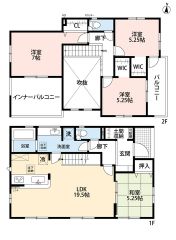リビングは19.5帖の開放感あふれる空間です。2階は洋室が3部屋あるので、お子様が大きくなっても安心ですね＾＾