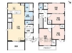 オールフローリング4LDK。キッチンにパントリーあり＾＾ご家族の気配が感じられるリビング階段＾＾