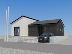 完成予想図。 ホワイト×ブラックのバイカラーが、平屋の横長フォルムをよりシャープに、より美しく引き立てます＾＾