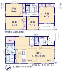 LDKは広々約21.4帖＾＾3面採光で明るく開放的な空間＾＾リビングにウォークインクローゼットなど収納充実の間取り＾＾