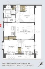 オールフローリング3LDK。南西向き＆角部屋＾＾全居室バルコニーに面しており、角部屋ならではの明るい室内空間を実現。全居室収納スペース付き。