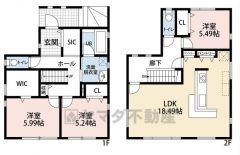 プライバシーを確保しやすい2階リビング＾＾パントリー、WIC、シューズクロークなど収納豊富な間取りです＾＾