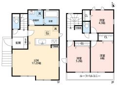 3LDK＾＾LDK17.25帖＾＾南向き＾＾都市ガス＾＾全居室収納有で収納充実の間取り＾＾