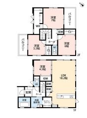 4LDK。南東向き。パントリー＆リビング収納＆WICなど収納充実の間取り＾＾2面バルコニーで陽当たり＆風通し良好。