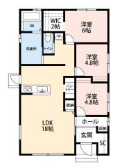 3LDK。オールフローリング。生活がワンフロアで完結する平屋建て＾＾ 家計にも環境にも優しいオール電化住宅＾＾