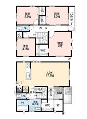 4LDK＾＾パントリー＆シューズクローク＆ホール収納＆ファミリークロークなど収納充実の間取り＾＾回遊動線で家事効率アップ＾＾