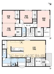 お掃除らくらくのオールフローリング4LDK。 アイランドキッチン＾＾大容量のパントリー付き＾＾洗面室と脱衣室が分かれたタイプ＾＾