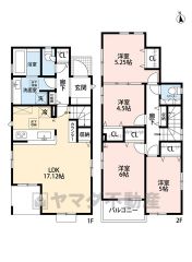 4LDK＾＾約17帖のLDKにはスタディーカウンター、リビング収納付き＾＾南面バルコニーで陽当たり良好＾＾