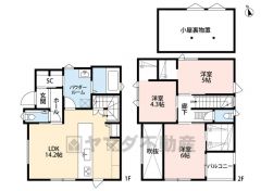 3LDK。LDKは上部吹抜けで、明るく開放感のある空間。8.36帖の広々とした小屋裏収納あり＾＾全居室収納。南面バルコニー＾＾