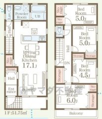 4LDK。南向きで陽当たり良好＾＾リビング収納や広々ホール収納、全居室収納付き＾＾家族間のコミュニケーションが取りやすい、リビングスルー階段を採用。南面バルコニー。