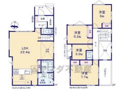 リビングは22帖以上の開放感あふれる空間です。2階は洋室が4部屋あるので、お子様が大きくなっても安心ですね＾＾
