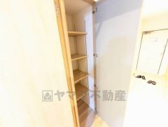 廊下収納＾＾共有スペースにあるので、非常時にもすぐ取り出せる防災グッズや備蓄品の収納などにおススメ＾＾