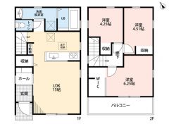 3LDK。南向き。角地。パントリー、リビング収納、全居室収納有で収納充実の間取り＾＾