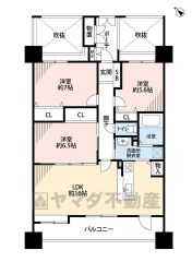 オールフローリング3LDK。全居室収納付きで充実した間取り。南西向きバルコニーで陽当たり＆風通し良好＾＾