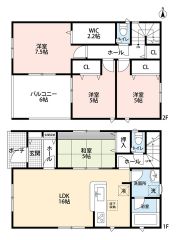 和室含む4LDK。全居室収納スペース付き＾＾ご家族とのコミュニケーションがとりやすいリビング階段＾＾