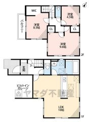 3LDK。お子様の成長に合わせて4LDKも可＾＾LDKは一部折り上げ天井＾＾お洒落で開放的な空間。主寝室は8.5帖。ウォークインクローゼット付き。 