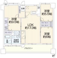 ペット相談＾＾3LDK＾＾LDK17.3帖＾＾全居室収納有で収納充実の間取り＾＾ 主寝室9.5帖の広々とした空間＾＾