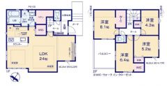 4LDK＾＾LDK24帖。SIC&WIC&リネン庫完備＾＾南面バルコニーで陽当たり良好＾＾