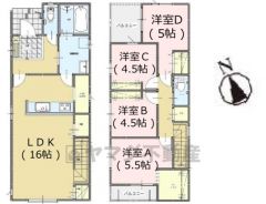 オールフローリング4LDK＾＾LDK16帖＾＾ リビング収納、パントリー、ウォークインクローゼット完備で収納充実。 南面バルコニーで日当たり良好＾＾ 