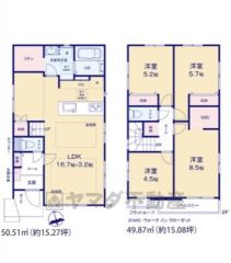 4LDK（間仕切り対応可能）。WIC付き。