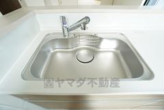 広々とした凸型シンクに洗剤ポケットを標準装備。大きなお鍋など洗いやすいです。